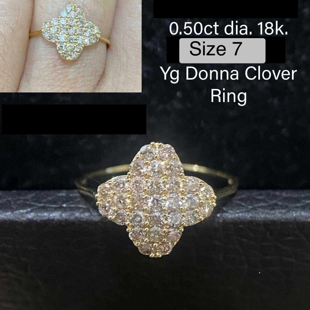 18K Japan Natural Diamonds With Certificate Gold Clover Ring